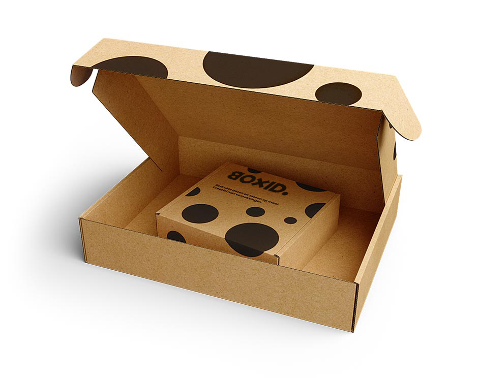 Een kraft materiaal bedrukt met zwarte inkt